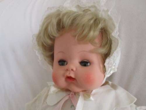 A LARGE 56CM TALL VINTAGE DARLING WITH PLUMP PINK CHEEKS