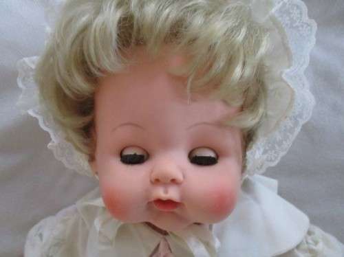 A LARGE 56CM TALL VINTAGE DARLING WITH PLUMP PINK CHEEKS
