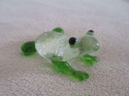 THREE SMALL GREEN GLASS ORNAMENTS  - FISH, FROG AND TURTLE(GREAT CONDITION)