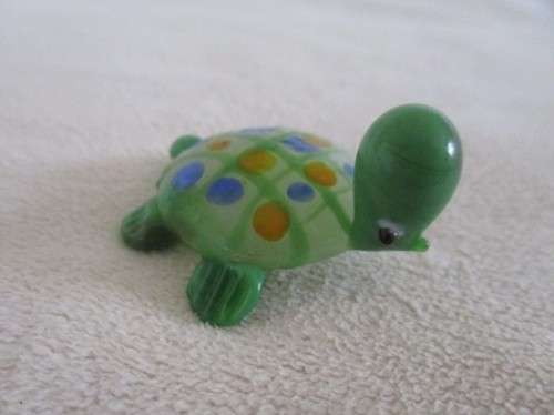 THREE SMALL GREEN GLASS ORNAMENTS  - FISH, FROG AND TURTLE(GREAT CONDITION)