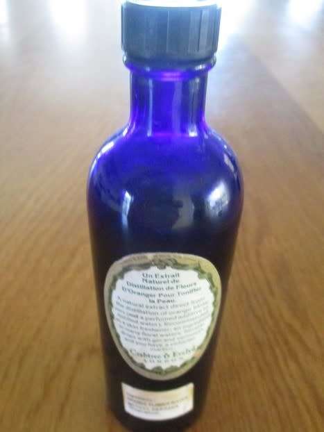 VINTAGE 1950's FRENCH ORANGE FLOWER WATER BOTTLE (STILL MORE THAN 1/2 FULL)