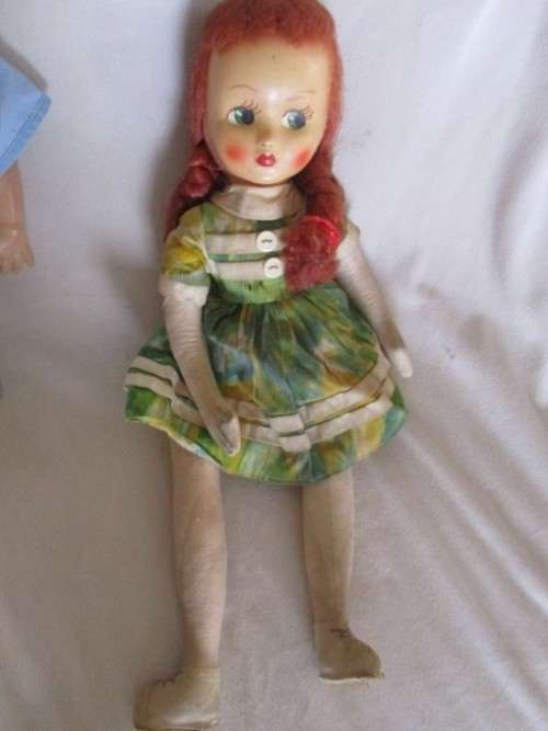 TWO ANTIQUE COMPOSITION AND TWO ANTIQUE POLISH DOLLS IN NEED OF TLC AND A NEW LIFE