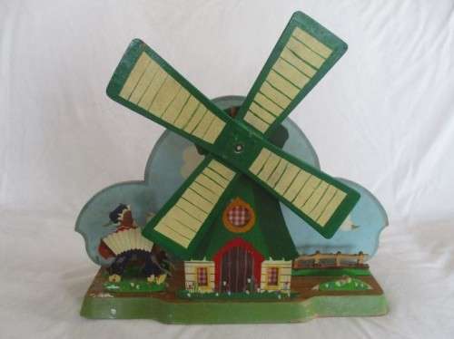 A VERY OLD UNIQUE LARGE MUSICAL, ROTATING WINDMILL LAMP IN NEED OF TLC - MUSICAL MECHANISM WORKING