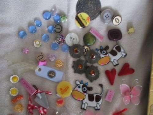 HUGE BATCH OF SALVAGED CARD/SCRAPBOOKING DECORATIONS