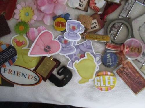 HUGE BATCH OF SALVAGED CARD/SCRAPBOOKING DECORATIONS