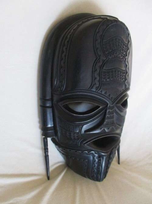 AWESOME MASK - LARGE, HEAVY HANDCARVED WOODEN AFRICAN MASK - SIGNED