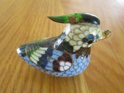A GROUP OF FOUR VINTAGE CLOISONNE BIRDS