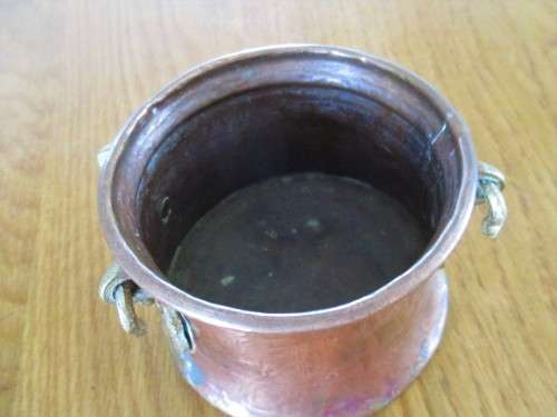 FOR ZEEBOB ONLY - ANTIQUE HAND HAMMERED COPPER AND BRASS  MINIATURE CAULDRON