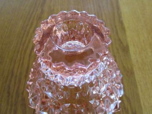 VERY UNUSUAL VINTAGE PINK DEPRESSION GLASS - BON-BON DISH AND CANDLE HOLDER IN ONE