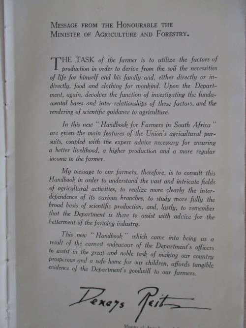 OLD UNION OF SOUTH AFRICA HANDBOOK FOR FARMERS IN SOUTH AFRICA (1937)
