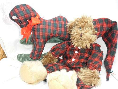 A PERFECT MATCH-VINTAGE BEAR AND BIGGIE BEST ROCKING HORSE!!