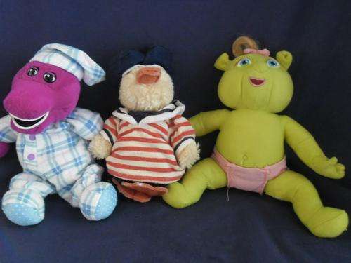 THREE CUTE FELLAS- BABY SHREK, BABY BARNEY AND A FRENCH DUCKLING