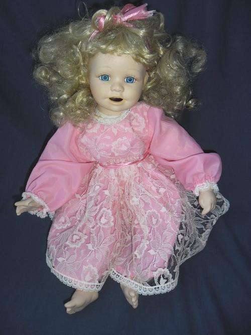 PRETTY VINTAGE PORCELAIN DOLL ALL IN PINK!!  40CM TALL!