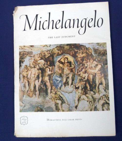 1955 - A LARGE BOOK OF 16 BEAUTIFUL FULL COLOUR PRINTS : MICHELANGELO : THE LAST JUDGEMENT!!