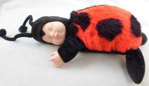 SWEET LITTLE ANNE GEDDES LADYBIRD DOLL - FAST ASLEEP