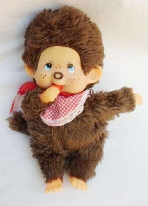 CUTE LITTLE MONCHHICHI MONKEY WITH ORIGINAL BIB!!