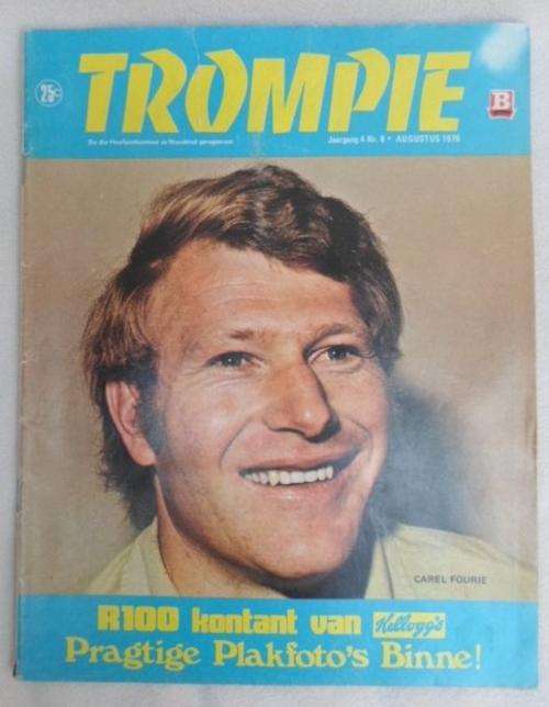 'N AUGUSTUS 1976 TROMPIE TYDSKRIF MET OUD SPRINGBOKKE CAREL FOURIE EN KEVIN DIE KLERK OP OMSLAG!!