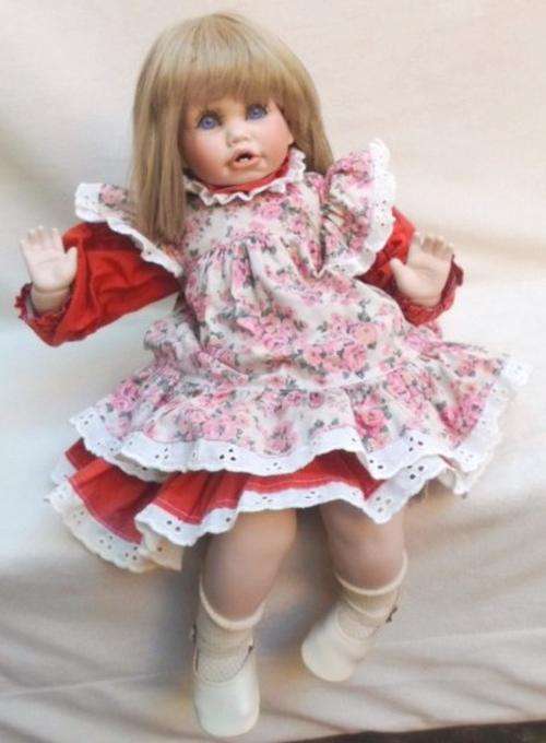 GORGEOUS 55CM TALL  PORCELAIN DOLL WITH VIOLET EYES!!