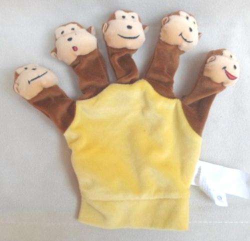 CUTE HAND/GLOVE PUPPET WITH FIVE MONKEY 'FINGERS' - ALL WITH DIFFERENT EXPRESSIONS!!