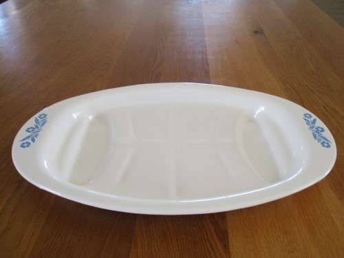 SUPER RARE - LARGE CORNING WARE ROASTING PAN/PLATTER IN PERFECT CONDITION - BLUE CORNFLOWER DESIGN