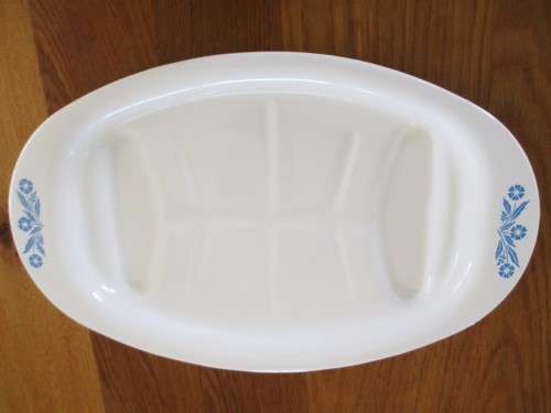 SUPER RARE - LARGE CORNING WARE ROASTING PAN/PLATTER IN PERFECT CONDITION - BLUE CORNFLOWER DESIGN