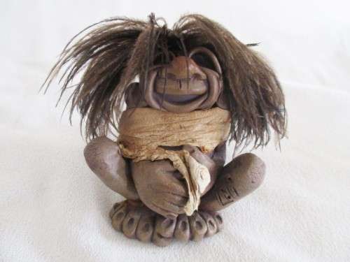 ORIGINAL KALLAHAREE HANDMADE SOUTH AFRICAN MYTHICAL TROLL FAMILY - SIGNED LIDI