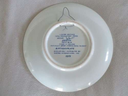 LIMITED EDITION VINTAGE 1973 ZENITH DELFT BLUE, HOLLAND BIRTHDAY PLATE - TUESDAY`S CHILD (BOY)
