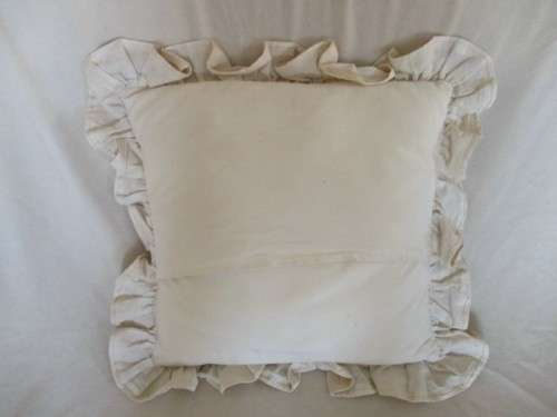 A PRETTY, FEMININE CUSHION BEAUTIFULLY EMBROIDERED WITH CANDLEWICK TULIP DESIGN