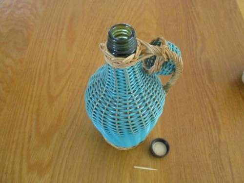 RARE!  3 VINTAGE 1930`s KWV WINES WICKER COVERED EAU DE COLOGNE PERFUME BOTTLES - AWESOME CONDITION