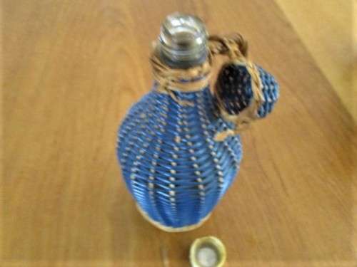 RARE!  3 VINTAGE 1930`s KWV WINES WICKER COVERED EAU DE COLOGNE PERFUME BOTTLES - AWESOME CONDITION