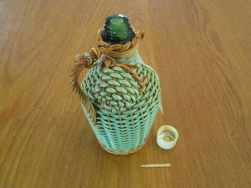 RARE!  3 VINTAGE 1930`s KWV WINES WICKER COVERED EAU DE COLOGNE PERFUME BOTTLES - AWESOME CONDITION