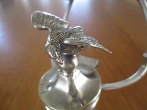 ANTIQUE VICTORIAN ERA INKWELL AND PEN HOLDER  WITH EAGLE ON LID - CIRCA 1880`s - BRADLEY & HUBBARD?