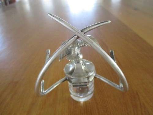 ANTIQUE VICTORIAN ERA INKWELL AND PEN HOLDER  WITH EAGLE ON LID - CIRCA 1880`s - BRADLEY & HUBBARD?