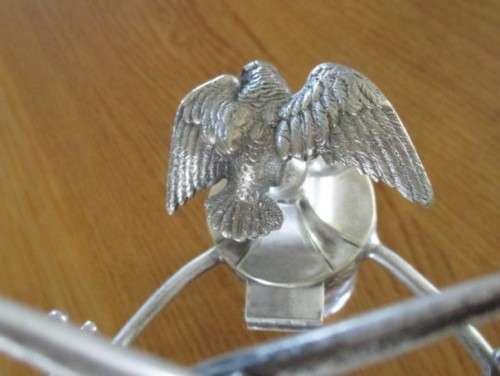 ANTIQUE VICTORIAN ERA INKWELL AND PEN HOLDER  WITH EAGLE ON LID - CIRCA 1880`s - BRADLEY & HUBBARD?