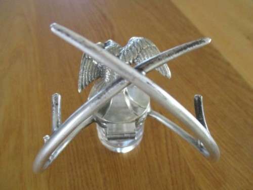 ANTIQUE VICTORIAN ERA INKWELL AND PEN HOLDER  WITH EAGLE ON LID - CIRCA 1880`s - BRADLEY & HUBBARD?