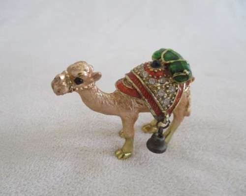 TWO QUALITY PRINTER`S TRAY ORNAMENTS - CAMEL TRINKET HOLDER AND ALARM CLOCK
