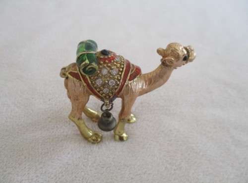 TWO QUALITY PRINTER`S TRAY ORNAMENTS - CAMEL TRINKET HOLDER AND ALARM CLOCK