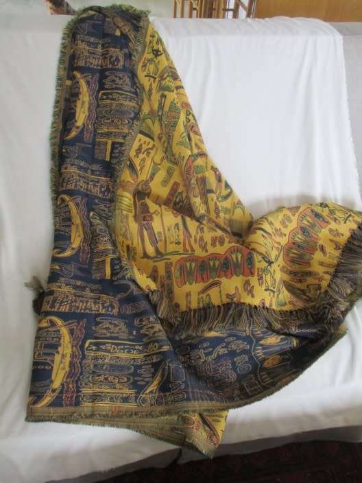 VERY LARGE AND STRIKING REVERSIBLE EGYPTIAN CLOTH/THROW MADE FROM WOVEN MATERIAL - 2.3M X 1.39M