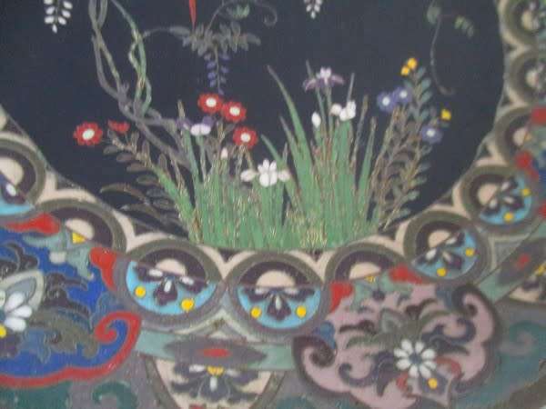FOR LINX 69 ONLY -  MEIJI PERIOD (1868-1912) CLOISONNE PLATE WITH EXOTIC BIRD, WISTERIA AND IRISES