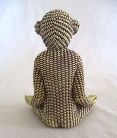 Gold ceramic Monkey in Yoga pose - a reminder to breathe on hectic days
