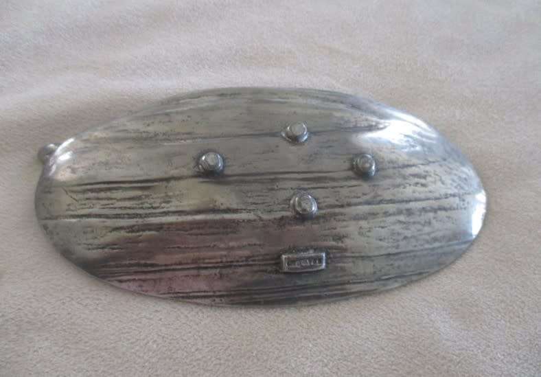 VINTAGE CARROL BOYES PEWTER SOAP DISH WITH NUDE LADY