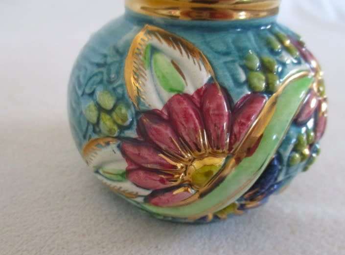 Vintage hand painted art decor vase by Hubert Bequet, Quaregnon, Belgium