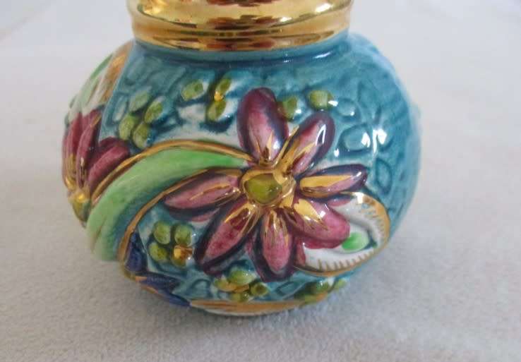 Vintage hand painted art decor vase by Hubert Bequet, Quaregnon, Belgium
