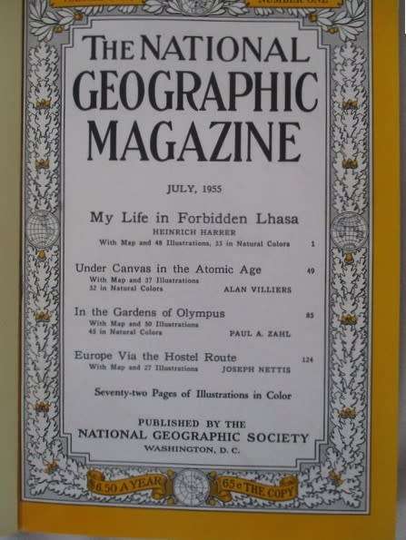 Six 1955 & 1956 National Geographic magazines (bound) plus book ex N.G. Writer & editor