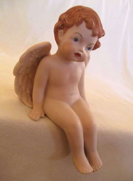 Larger than most -  a trio of adorable vintage hand painted ceramic cherubs - Scioto?