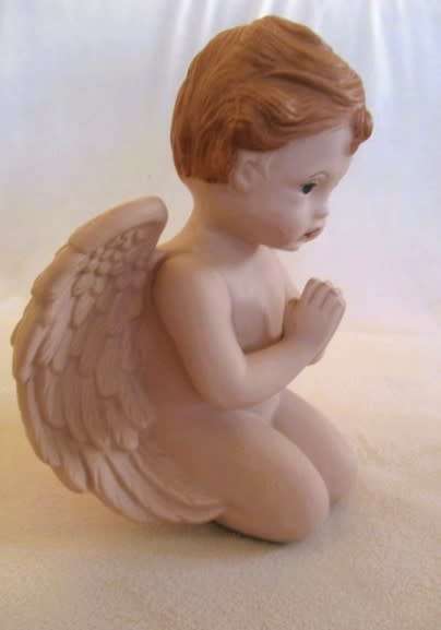 Larger than most -  a trio of adorable vintage hand painted ceramic cherubs - Scioto?