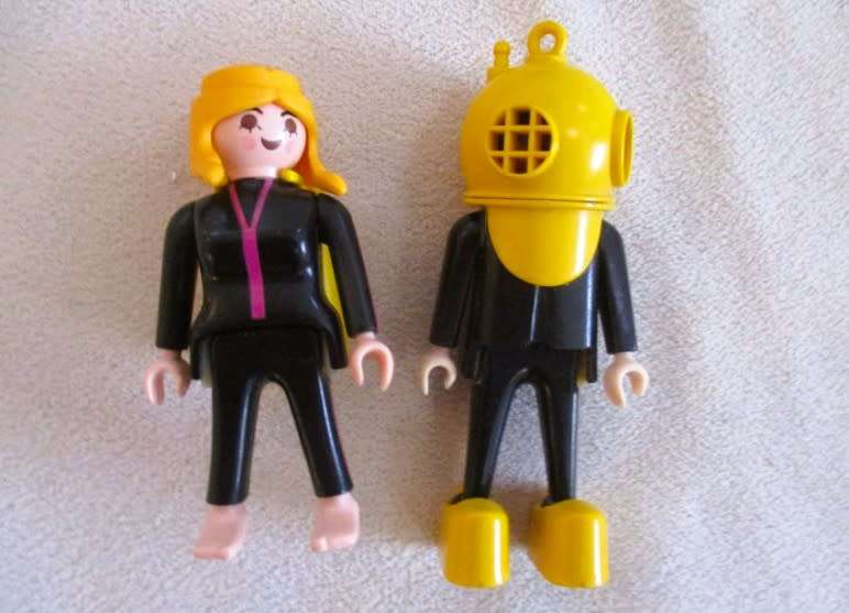 Eight Playmobil figures with size-compatible extras