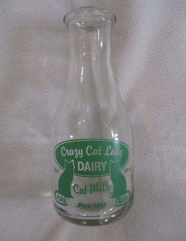 Just for fun!! A cat milk bottle from the Crazy Cat Lady Dairy!!