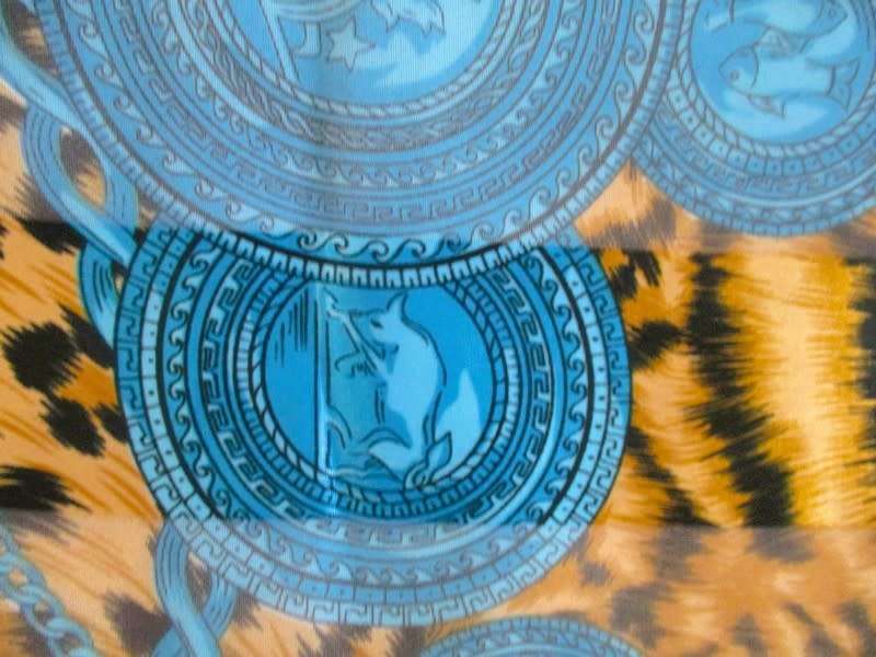 A large interesting satin and chiffon scarf/shawl with signs of the zodiac