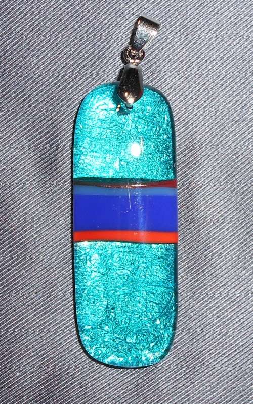 Island Blue - Pendant of glass and silver leaf